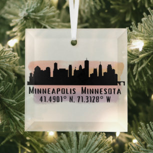 Minneapolis MN City Skyline Glasdekoration Ornament Aus Glas