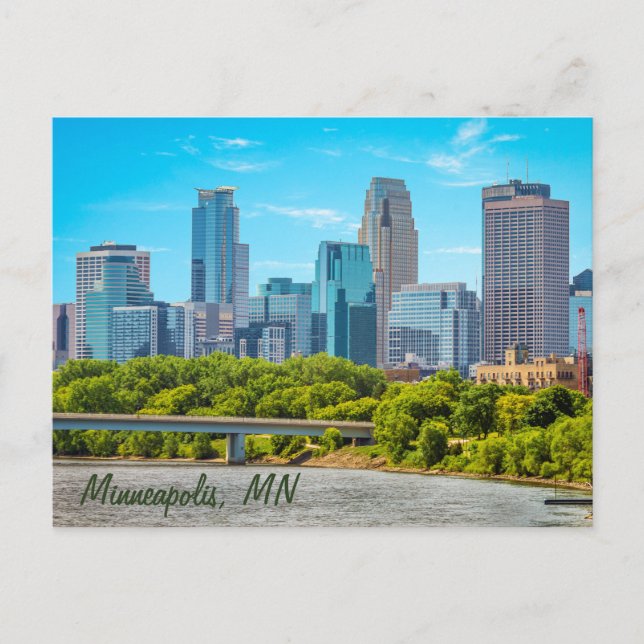 Minneapolis, MN Skyline Postkarte (Vorderseite)