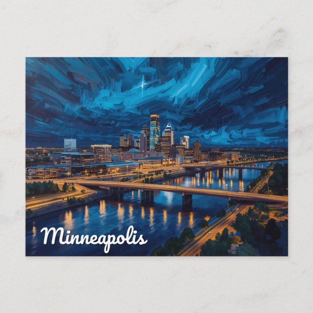 Minneapolis Riverfront City Art Postkarte (Vorderseite)