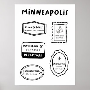 Minneapolis - Sammlung von Briefmarke für Reisen Poster