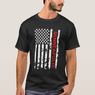 Minneapolis Schwarz-weiße Flagge der USA T-Shirt