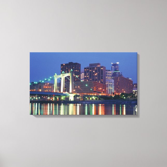 Minneapolis Skyline in der Nacht Leinwanddruck (Vorderseite)