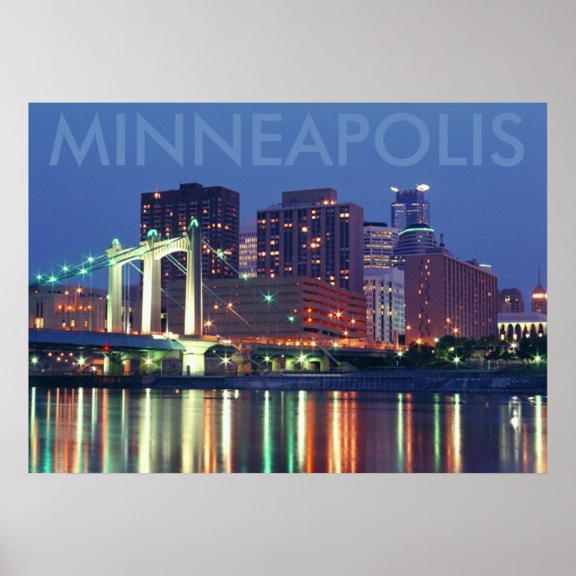 Minneapolis Skyline in der Nacht Poster (Vorne)