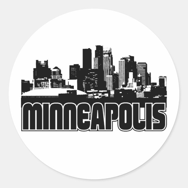 Minneapolis Skyline Runder Aufkleber (Vorderseite)