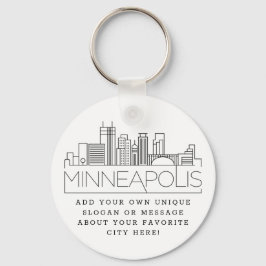 Minneapolis Stylized Skyline | Benutzerdefinierter Schlüsselanhänger