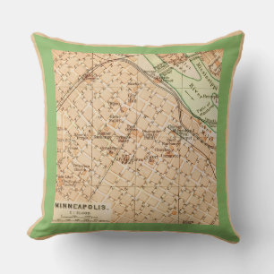 Minneapolis Vintage-Karten-Wurfkissen Kissen