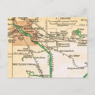 Minneapolis Vintage-Stadtkarte Postkarte