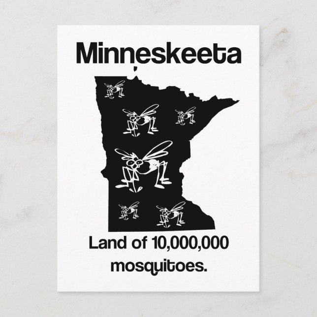 Minneskeeta Terre des moustiques Funny MN Carte po (Devant)