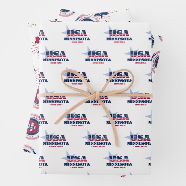 Minnesota, 50 Staaten, Liberty Bell Geschenkpapier Set (Beispiel)
