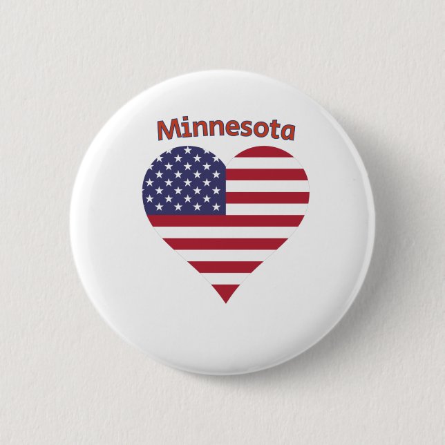Minnesota American Flag Herz Button (Vorderseite)