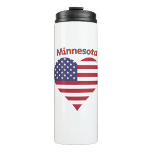 Minnesota American Flag Herz Thermosbecher