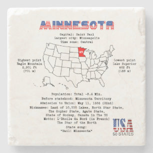 Minnesota American Staat auf einer Karte und nützl Steinuntersetzer