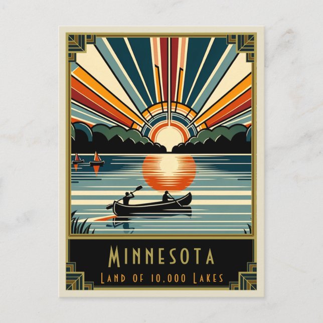 Minnesota | Art Deco Postkarte (Vorderseite)