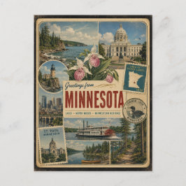 Minnesota-authentische Postkarte im Vintage-Stil