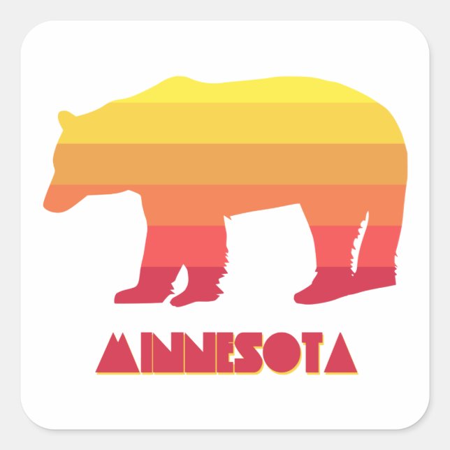 Minnesota Bear Quadratischer Aufkleber (Vorderseite)