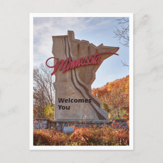 Minnesota Begrüßungszeichen in Staat Form Postkarte