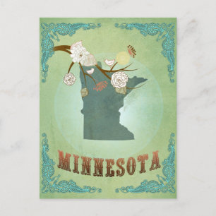 Minnesota Carte Vintage de l'État - Vert