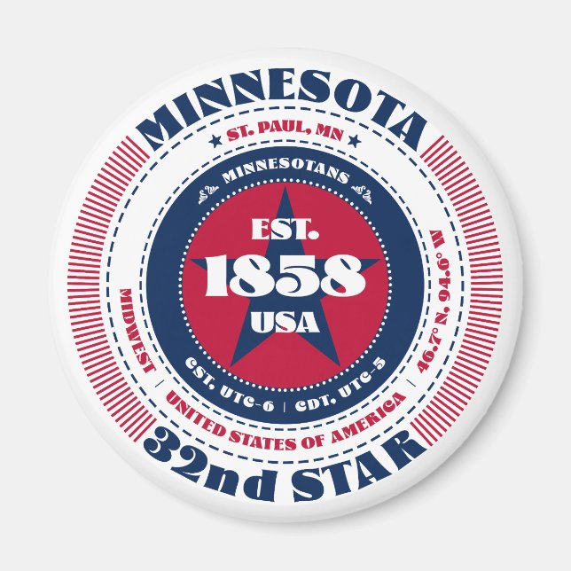 Minnesota Circle Typografy Souvenir Magnet (Vorne)