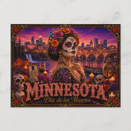 Minnesota Día de los Muertos Retro Postkarte