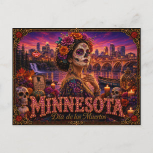 Minnesota Día de los Muertos Retro Postkarte