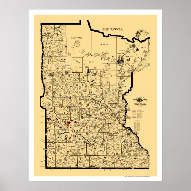 Minnesota Eisenbahnkarte 1897 Poster (Vorne)