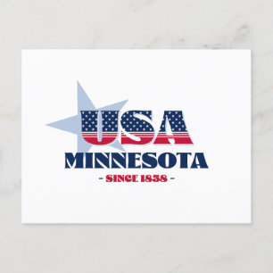 Minnesota en carte postale rouge, blanche et bleue