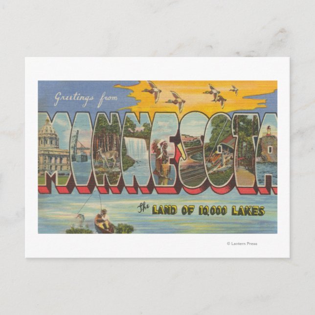 Minnesota (Enten) - Große Buchstabenszenen Postkarte (Vorderseite)