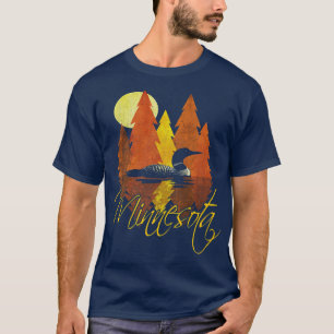 Minnesota FallHerbstSonnenuntergang mit Loon und B T-Shirt