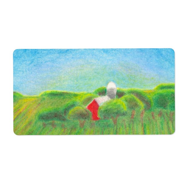 Minnesota Farm Rote Scheune Landschaft Crayon Kuns (Vorne)