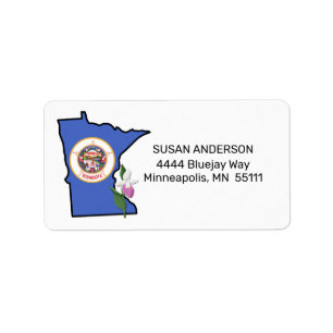 Minnesota Flag and Blume Showy Lady's Slipper Adressaufkleber