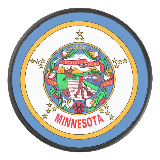 Minnesota-Flagge Eishockey Puck (Vorderseite)