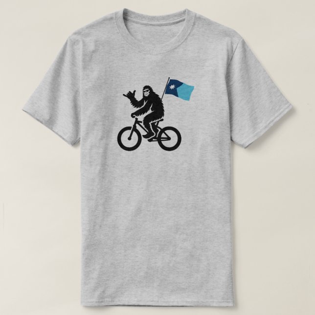Minnesota-Flagge mit Bigfoot Cycling T-Shirt (Design vorne)
