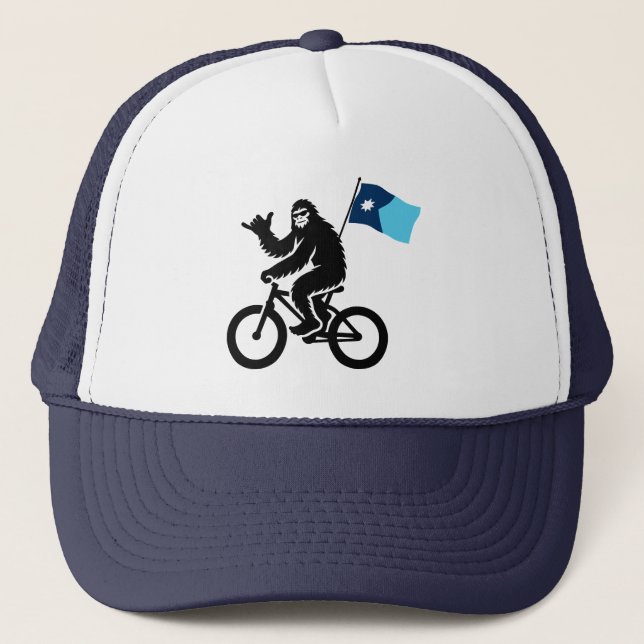Minnesota-Flagge mit Bigfoot Cycling Truckerkappe (Vorderseite)
