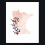 Minnesota Floral Watercolor Staat Poster<br><div class="desc">Minnesota Floral Watercolor Staat</div>