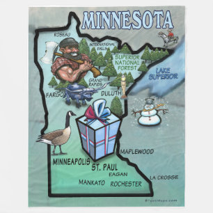 Minnesota Fun Map Fleecedecke