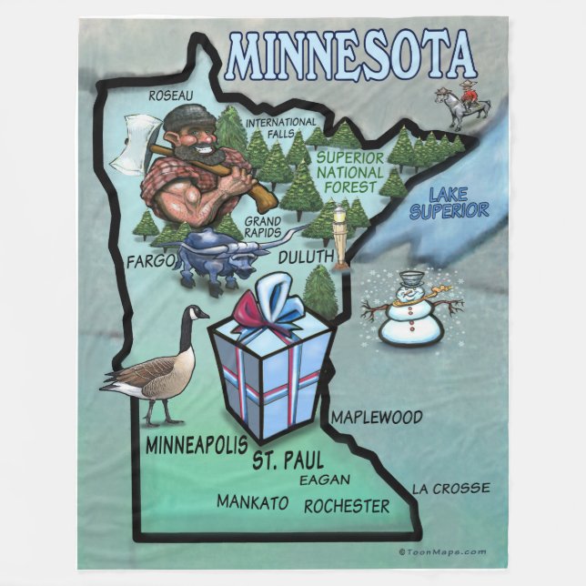 Minnesota Fun Map Fleecedecke (Vorderseite)