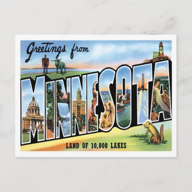 Minnesota Greetings From US States Postkarte (Vorderseite)