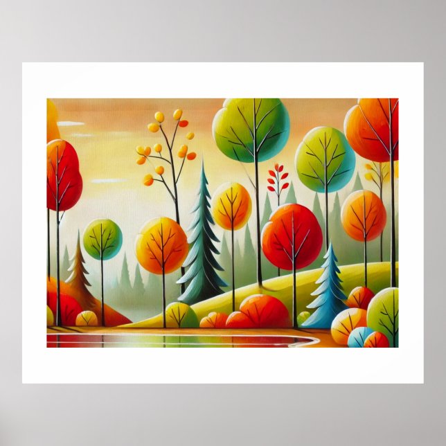 Minnesota Herbstwald und See Poster (Vorne)