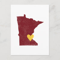 Minnesota Herzpostkarte (Maroon) - Anpassbar!