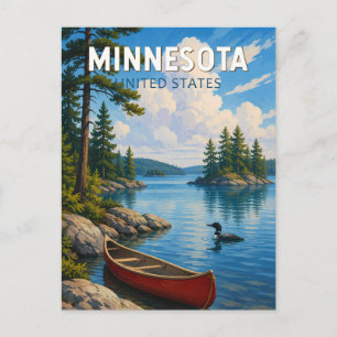 Minnesota Illustration Reise Kunst Vintage Postkarte