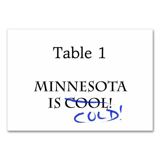 Minnesota ist Cool Tischnummer (Vorderseite)