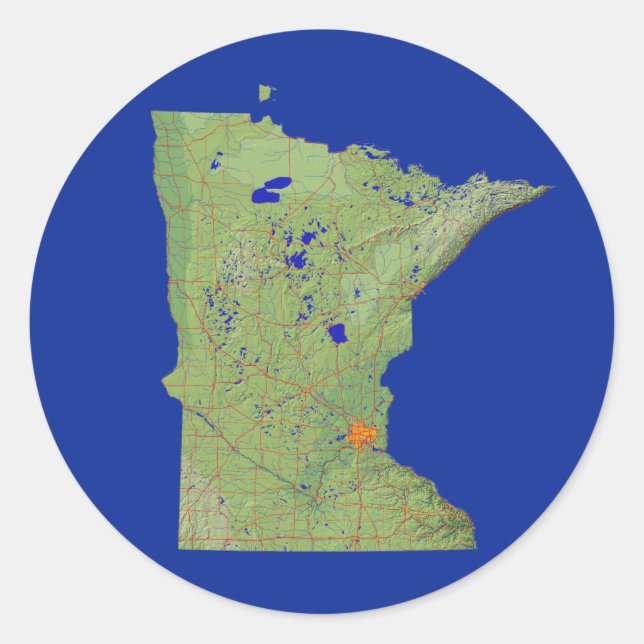 Minnesota Karte Aufkleber (Vorderseite)