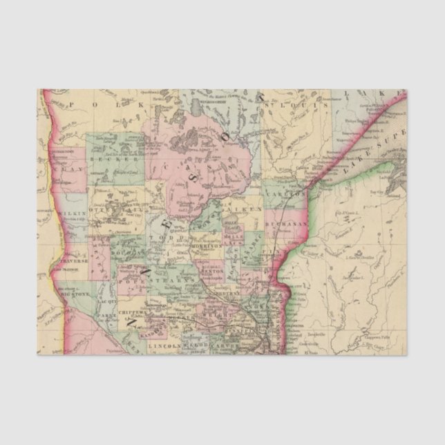 Minnesota-Karte durch Mitchell Seidenpapier (Vorderseite)
