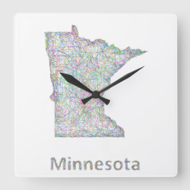 Minnesota-Karte Quadratische Wanduhr