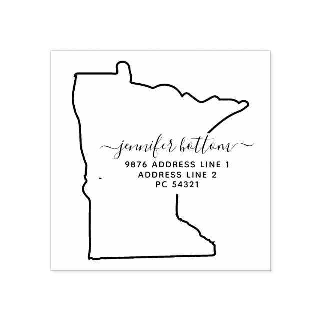 Minnesota-Karte Rücksendeadresse Gummistempel (Prägung)