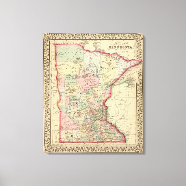 Minnesota Karte von Mitchell Leinwanddruck (Vorderseite)