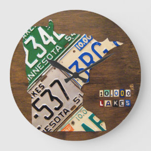 Minnesota-Kfz-Kennzeichen-Karten-Uhr Große Wanduhr