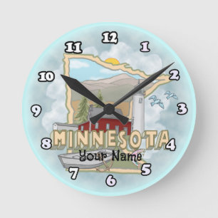 Minnesota Leuchtturm-Uhr Runde Wanduhr