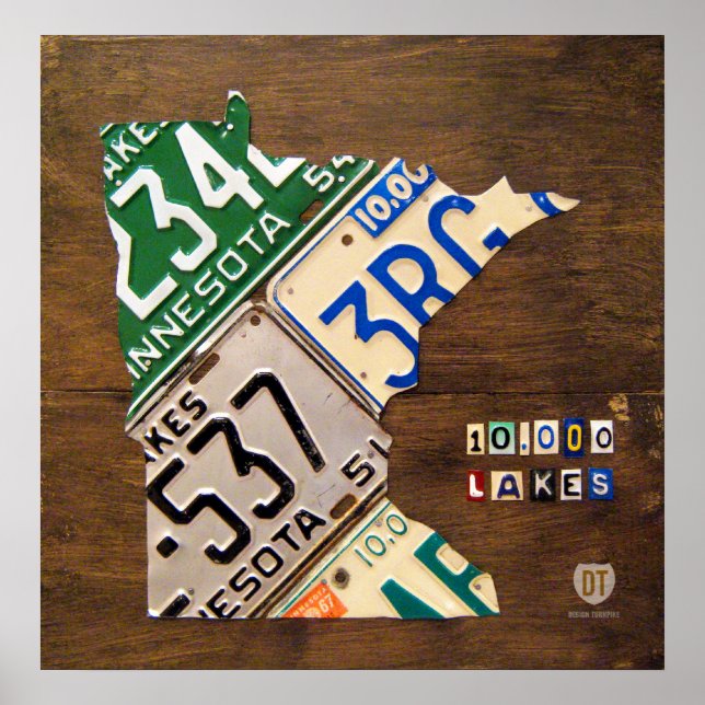 Minnesota-Lizenzplakette Karte Drucken Poster (Vorne)