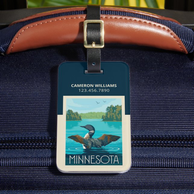 Minnesota | Loon Gepäckanhänger (Vorderseite Insitu 2)